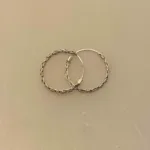 Creoler i Sølv Ø 18 mm Kædemønster Facet, , råt, sejt, mønster, flotte, specielle, ren, ægte, sterling, sølv, 925, nikkelfri, billige, særlige, allergivenlige, runde, øreringe, til, mænd, piger, gave, gaveide, stilige, elegante, cool, biti, ribe,