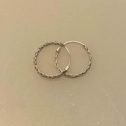 Creoler i Sølv Ø 18 mm Kædemønster Facet, , råt, sejt, mønster, flotte, specielle, ren, ægte, sterling, sølv, 925, nikkelfri, billige, særlige, allergivenlige, runde, øreringe, til, mænd, piger, gave, gaveide, stilige, elegante, cool, biti, ribe,