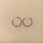 Creoler i Sølv Ø 18 mm Kædemønster, strikket, råt, sejt, mønster, flotte, specielle, ren, ægte, sterling, sølv, 925, nikkelfri, billige, særlige, allergivenlige, runde, øreringe, til, mænd, piger, gave, gaveide, stilige, elegante, cool, biti, ribe,