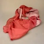 Dobbelt Silkechiffon Tørklæde med Jaquard - Gammelrosa, gammelpink, old rose, rosenrød, støvet, feminin, stort, stola, over suldrene, tilbud, udsalg, kvalitet, ren, ægte, silke, silketørklæde, dobbel, særligt, satin, rosa, biti, ribe, gave, gaveide