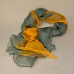 Silkechiffon 1163 XL - Khaki Orange, varme, farver, dæmpede, blide, solgul, orange, grøn, army, støvet, stort, fnuglet, stola, tørklæde, fin, ægte, ren, silke, håndstukne, håndrullede, kanter, tyndt, let, feminint, gave, eksklusivt, tilbud, udsalg, billigt, flot, smukt, kvalitet, biti, ribe