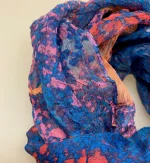 Silkegeorgette Tørklæde 1002 med Tryk - Blå Pink, night skye, ultramarin, blå, pink, cerise, rosa, crash, crinkle, krøllet, ren, ægte, silke,let, blødt, lækkert, kvalitet, elegant, stilfuldt, smart, flot, stort, fyldigt, klare, farver, biti, ribe, value for money, tilbud,