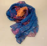 Silkegeorgette Tørklæde 1002 med Tryk - Blå Pink, night skye, ultramarin, blå, pink, cerise, rosa, crash, crinkle, krøllet, ren, ægte, silke,let, blødt, lækkert, kvalitet, elegant, stilfuldt, smart, flot, stort, fyldigt, klare, farver, biti, ribe, value for money, tilbud,