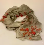 Tørklæde 1530 Silkechiffon med Filt og tryk - Khaki, 01, rust, spændende, interessant, kunstnerisk, særligt, finurligt, filtkugler, sjovt, lækkert, biti, ribe