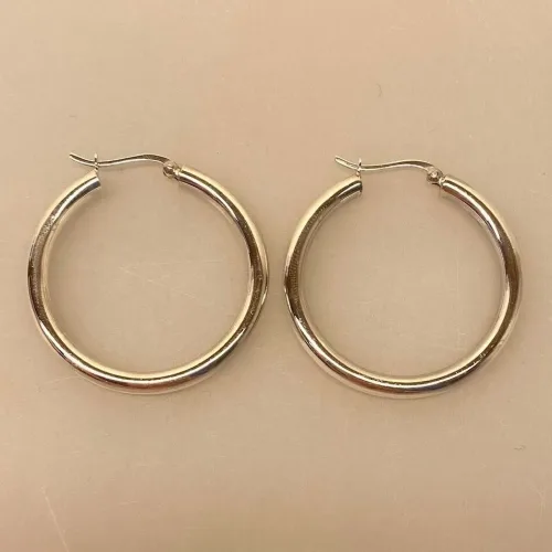 Creoler i Sølv Ø 40 mm Glatte Hoops 4 mm, kraftige, chunky, gedigne, kvalitet, flot, lækre, tykke, store, statement, smykker, øreringe, hoops, creoler, runde, ringe, ægte, ren, sølv, sterling, 925, elegante, flotte, cool, smarte, stilige, stilede, simple, fest, boho, billige, tilbud, for to, par, biti, ribe, design, jane kønig, stine a, maanesten, pico, sfb, cph, enamel, julie, sandlau,