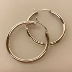 Creoler i Sølv Ø 40 mm Glatte Hoops 4 mm, kraftige, chunky, gedigne, kvalitet, flot, lækre, tykke, store, statement, smykker, øreringe, hoops, creoler, runde, ringe, ægte, ren, sølv, sterling, 925, elegante, flotte, cool, smarte, stilige, stilede, simple, fest, boho, billige, tilbud, for to, par, biti, ribe, design, jane kønig, stine a, maanesten, pico, sfb, cph, enamel, julie, sandlau,