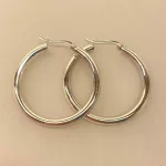 Creoler i Sølv Ø 40 mm Glatte Hoops 4 mm, kraftige, chunky, gedigne, kvalitet, flot, lækre, tykke, store, statement, smykker, øreringe, hoops, creoler, runde, ringe, ægte, ren, sølv, sterling, 925, elegante, flotte, cool, smarte, stilige, stilede, simple, fest, boho, billige, tilbud, for to, par, biti, ribe, design, jane kønig, stine a, maanesten, pico, sfb, cph, enamel, julie, sandlau,