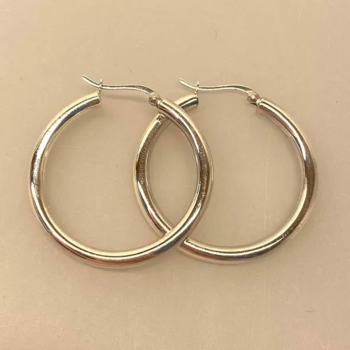 Creoler i Sølv Ø 40 mm Glatte Hoops 4 mm, kraftige, chunky, gedigne, kvalitet, flot, lækre, tykke, store, statement, smykker, øreringe, hoops, creoler, runde, ringe, ægte, ren, sølv, sterling, 925, elegante, flotte, cool, smarte, stilige, stilede, simple, fest, boho, billige, tilbud, for to, par, biti, ribe, design, jane kønig, stine a, maanesten, pico, sfb, cph, enamel, julie, sandlau,