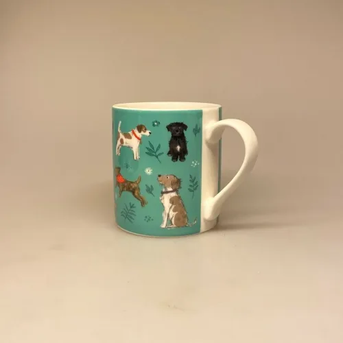 Krus Porcelæn - Hunde Grønt, forskellige, chi hua hua, bulldog, husky, sibirian, blodhund, old english sheepdog, westie, westhighland, terrier, jack russel, grand danois, bmuldshund, cotton, frison, bisee, yorkshire, mops, cava, poo, gravhund, puddel, golden, retriever, labrador, dobbermann, charlie, biti, ribe, hundemotiv, krus, kop, tekop, tekrus, kaffekop, kaffekrus, ting med, gadekryds, blandingshund, spaniel, cairn, labrador, cava, poo,