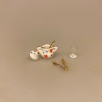 Miniature Porcelænskrukke Lille med Blomst, sukkerskål, bonbonniere, kandis, sukker, marmelade, syltetøj, krukke, lågkrukke, mini, lillebitte, honning, kaffe, te, afternoon, tea, biti, ribe, 1:12, symbolsk, sukkermad, pandekager