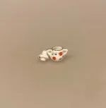 Miniature Porcelænskrukke Lille med Blomst, sukkerskål, bonbonniere, kandis, sukker, marmelade, syltetøj, krukke, lågkrukke, mini, lillebitte, honning, kaffe, te, afternoon, tea, biti, ribe, 1:12, symbolsk, sukkermad, pandekager