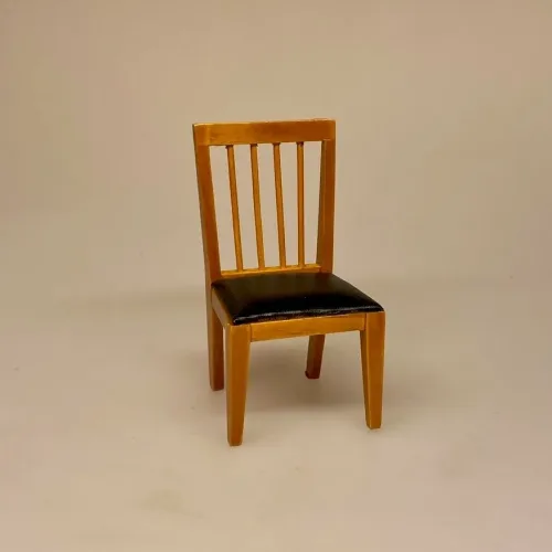 Miniature Stol Lys med Lædersæde, design, arkitekt, tegnet, dansk, 1960s, 1950s, 1:12, mini, miniature, møbler, dukkehus, dukkehudting, tilbehør,