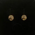 Ørestikkere Guld Rundt Livstræ, livstræet, livets træ, yggdrasil, konfirmation, symbolsk, voksen, udvikling, runde, guld, gyldne, ægte, forgyldt, sølv, guldbelagt, kvalitet, enkle, simple, stilede, stilige, elegante, billige, fine, pæne, flotte, stine a, maanesten, enamel, cph, biti, ribe