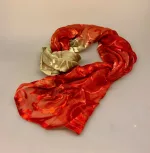 Silkesatin Tørklæde Reliefmønster - Koralrød Beige, krummelurer, blomster, Silkesatin Tørklæde Reliefmønster - Koralrød Beige, rød, natur, satin, ausbrenner, brændt, ætset, mønster, relief, specielt, særligt, flot, yndigt, frisk, grøn, silke, smukt, fed, blank, biti, ribe, unikt, unika