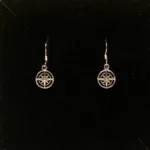 Vikingeøreringe i Sølv - Rund med Kompas, vejviser, den rette vej, fidne vej, lykke på rejsen, rejse, amulet, små, runde, øreringe, hænge, ørehængere, ægte, sterling, sølv, ørenringe, lette, fine, symbolske, biti, ribe