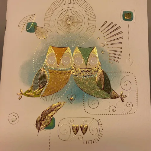 Hæfte A5 med Ugler, hæfte, tegne, kaddehæfte, noter, notesbog, skitser, skitseblok, ideer, digte, beskeder, noteshæfte, hygge, på tur, i tasken, til børn, togtur, bilferie, tegninger, biti, ribe, gaveide, gode ideer, brainstorm