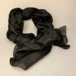 Silketørklæde Pongé 1410 XL - Sort, stort, sjal, stola, ensfarvet, enkelt, lækkert, ren, silke, silkesjal, silketørklæde, bredt, blankt, gave, fest, biti, ribe