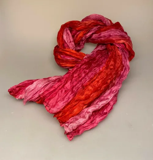 Twistet Silketørklæde 90148 Rød Pink - Billede 3