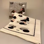 Viskestykke med Hør - Strandskader, vadehavet, vadere, vadefugle, vadehavsfugle, ornitolog, kigger på, fugle, marsken, souvenir, ribe, viskestykke, hørviskestykke, svensk, ekelund, lækkert, kvalitet, stiligt, stilrent, flot, grafisk, biti, ribe, nationalpark, sort sol,, Servietter med Strandskader,