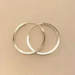 Creoler i Sølv Ø 30 mm Glatte Hoops Firkantede, store, kraftige, kvalitet, kantede, runde, blanke, lyse, firkantede, øreringe, sølv, sterling, ægte, flotte, specielle, stillige, sølvsmykker, biti, ribe