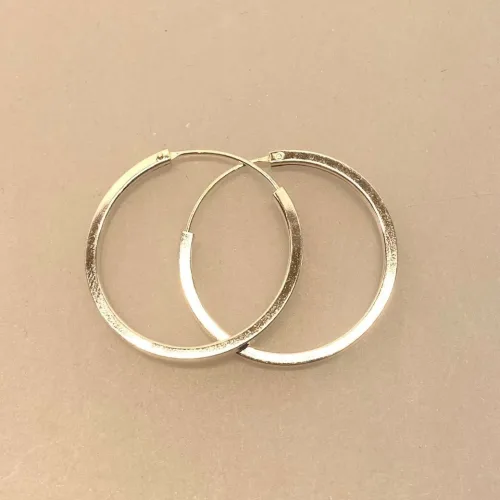 Creoler i Sølv Ø 30 mm Glatte Hoops Firkantede, store, kraftige, kvalitet, kantede, runde, blanke, lyse, firkantede, øreringe, sølv, sterling, ægte, flotte, specielle, stillige, sølvsmykker, biti, ribe