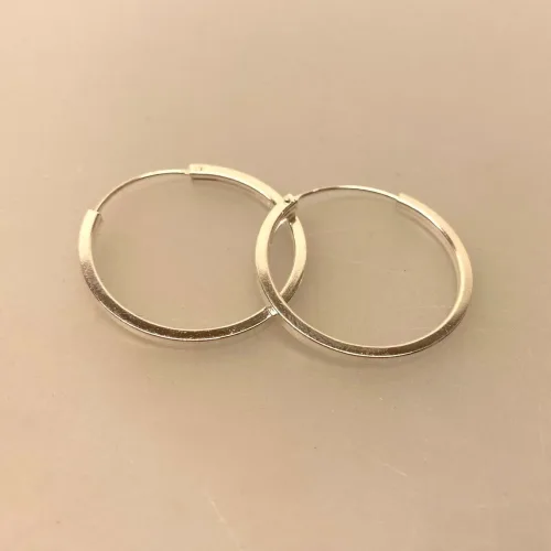 Creoler i Sølv Ø 30 mm Glatte Hoops Firkantede, store, kantet profil, kraftige, kvalitet, kantede, runde, blanke, lyse, firkantede, øreringe, sølv, sterling, ægte, flotte, specielle, stillige, sølvsmykker, biti, ribe