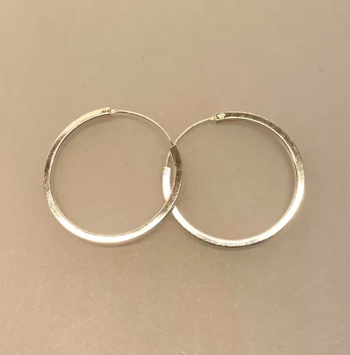 Creoler i Sølv Ø 30 mm Glatte Hoops Firkantede, store, kraftige, kvalitet, kantede, runde, blanke, lyse, firkantede, øreringe, sølv, sterling, ægte, flotte, specielle, stillige, sølvsmykker, biti, ribe