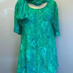 Jersey Bluse i A-facon - Swang Grøn, jersey, bomuld, blød, a-snit, vidde, lang, swing, sving, flot, sporty, smart, behagelig, strygefri, flot, farverig, grøn, grønne, farver, kortærmet, let, åndbar, batik, farvet, tryk, t-shirt, bluse, sommer, tunika, biti, ribe