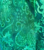 Jersey Bluse i A-facon - Swang Grøn, jersey, bomuld, blød, a-snit, vidde, lang, swing, sving, flot, sporty, smart, behagelig, strygefri, flot, farverig, grøn, grønne, farver, kortærmet, let, åndbar, batik, farvet, tryk, t-shirt, bluse, sommer, tunika, biti, ribe