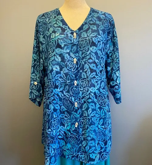 Skjortebluse 109 A-facon med Knapper - Rose Blå - Billede 2