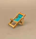 Miniature Liggestol Lille Blå, lyseblå, ensfarvet, strandstol, solstol, sol, strand, sjov, miniature, 1:12, lillebitte, sangskjuler, symbolsk, gave, gavekort, gaveide, otium, efterløn, solferie, bryllupsrejse, dase, ferie, charter, rejse, pension, biti, ribe, dukkehus, dukkehustilbehør, dukkehusting, nisser, nissetilbehør, festival, festivalstol, grøn, koncert
