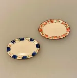 Miniature Ovalt Fad Porcelæn, service, dukkehus, ting, til, tilbehør, dukkehusting, køkken, middag, servering, tjerner, 1:12, miniature, sætterkasse, sættekasse, nisser, nissetilbehør, nissedør, titanias palads, biti, ribe, dansk, porcelæn,