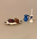 Miniature Ovalt Fad Porcelæn, service, dukkehus, ting, til, tilbehør, dukkehusting, køkken, middag, servering, tjerner, 1:12, miniature, sætterkasse, sættekasse, nisser, nissetilbehør, nissedør, titanias palads, biti, ribe, dansk, porcelæn,