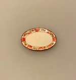 Miniature Ovalt Fad Porcelæn, service, dukkehus, ting, til, tilbehør, dukkehusting, køkken, middag, servering, tjerner, 1:12, miniature, sætterkasse, sættekasse, nisser, nissetilbehør, nissedør, titanias palads, biti, ribe, dansk, porcelæn,