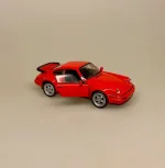 Modelbil Porsche 964 Turbo- Rød, racerrød, turbo, hæk, spoiler, GT 964, 1965, modelbil, rød porche, lille bil, legetøj, legetøjsbil, model, biti, ribe, racerbil, kørekort, gave, symbolsk