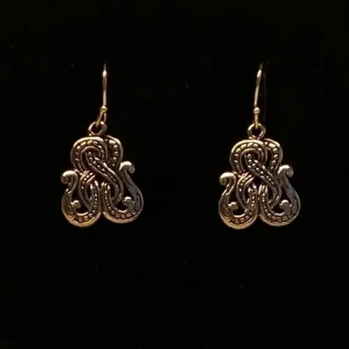 Bronze Ørehængere - Knude af Fabeldyr, slange, evighed, evigheden, midgårdsormen, hængeøreringe, kobber, gyldne, ægte, bronze, udvikling, amuletter, lykke, styrke, vikingesmykker, guld, ægte, ren, museumssmykker, specielle, smukke, med, betydning, gave, gaveide, hamskifte, knuder, biti, fund, kopismykker, originale