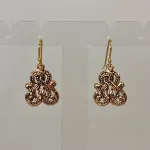 Bronze Ørehængere - Knude af Fabeldyr, slange, evighed, evigheden, midgårdsormen, hængeøreringe, kobber, gyldne, ægte, bronze, udvikling, amuletter, lykke, styrke, vikingesmykker, guld, ægte, ren, museumssmykker, specielle, smukke, med, betydning, gave, gaveide, hamskifte, knuder, biti, fund, kopismykker, originale