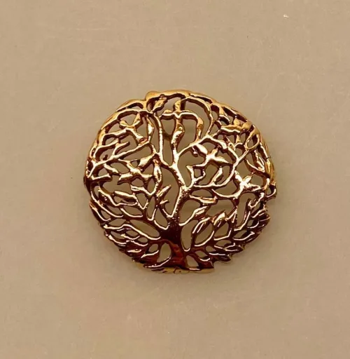 Bronze Vikingevedhæng - Livets Træ Yggdrasil Filigran, feminin, snirklet, snørklet, stort, kobber, guld, ægte,