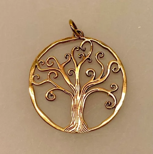 Bronze Vikingevedhæng - Livets Træ Yggdrasil Snirklede Grene, feminint, let, stort, smukt, poetisk, bronzevedhæng, livstræ, snirklet, snørklet, stort, kobber, guld, ægte, Vikinge vedhæng i bronze - Livets træ "Yggdrasil - 5-grenet" vikingevedhæng bronze livets træ yggdrasil