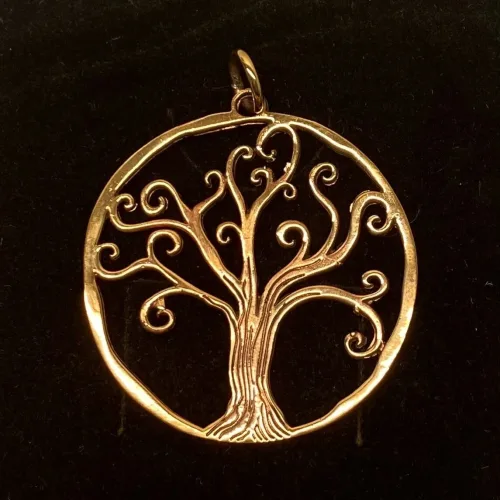 Bronze Vikingevedhæng - Livets Træ Yggdrasil Snirklede Grene, feminint, let, stort, smukt, poetisk, bronzevedhæng, livstræ, snirklet, snørklet, stort, kobber, guld, ægte, Vikinge vedhæng i bronze - Livets træ "Yggdrasil - 5-grenet" vikingevedhæng bronze livets træ yggdrasil
