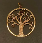 Bronze Vikingevedhæng - Livets Træ Yggdrasil Snirklede Grene, feminint, let, stort, smukt, poetisk, bronzevedhæng, livstræ, snirklet, snørklet, stort, kobber, guld, ægte, Vikinge vedhæng i bronze - Livets træ "Yggdrasil - 5-grenet" vikingevedhæng bronze livets træ yggdrasil