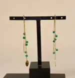 Forgyldte Ørekæder med Ægte Sten Grøn Agat - Billede 4