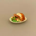 Miniature Fad med Flæskesteg og Gemüse, Miniature Fad med Flæskesteg, skinke, skinkesteg, steg, middagsmad, middagsret, julemad, julemiddag, nissebo, nisser, nisse, tilbehør, ting, dukkehus, dukkehustilbehør, sangskjuler, symbolsk, gave, gavekort, mad, dukkemad, biti, ribe,