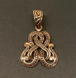 Vikingevedhæng i Bronze - Knude af Midgårdsormen , borre stil, slange, knob, bronzevedhæng, fabeldyr, vikingesmykke, nordisk, guder, fund, museumssmykker, kopismykker, kobber, guld, biti, ribe