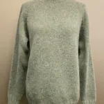 Harley of Scotland - Lambswool Uni Pullover Støvet Grøn, støvgrøn, 6 ply, graphite green, grafit, grøn, grågrøn, lys, fin, diskret, dæmpet, let, tyk, blød, varm, lun, flot, lækker, kvalitet, til, mænd, damer, herrer, herrestrik, damestrik, pullover, sweater, holdbar, skotsk, skotland, striktrøje, uld, ren, lambswool, lammeuld, chunky, smuk, herresweater, biti, ribe