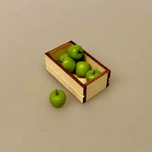 Miniature Æbler - 6 Granny Smith, grønne, æbler, frugt, grønt, 6 om dagen, miniature, miniaturemad, mini, mad, købmand, butik, 1:12, dukkehus, ting til, nisser, nissebo, nissehus, nissedør, dukkehusting, dukkestue, biti, ribe