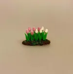 Miniature Bed med Tulipaner Hvid Rosa, 7068 v/P, påske, forår, forårsblomster, forårsbed, tulipanbed, biti, ribe, gartner, planteskole, have, havearbejde, biti, ribe, tulipanfest, løgplanter, blomsterløg,