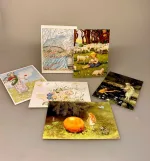 Postkort Pakke - Elsa Beskow Eventyr Sommer, forår, eventyr, tornerose, lam, får, solægget, midsommer,