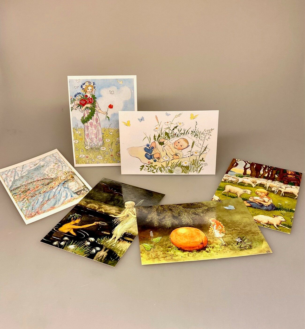 Postkort Pakke - Elsa Beskow Eventyr Sommer, forår, eventyr, tornerose, lam, får, solægget, midsommer, biti, ribe,