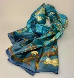 Silketørklæde Pongé XL - Van Gogh Mandelblomster, alexandra schmitz, 071947, PI 351, almond blossom, maleri, kunstnerisk, kunsttryk, kunster, motiv, silke, ren, silkechiffon, let, stort, turkis, grønt, blomster, grene, mandeltræ, mandelgrene, stiligt, stilet, elegant, gaveide, gave, lady, kunstmotiv, kunsttørklæde, stola, festligt, tilbehør, accessoires, biti, rib